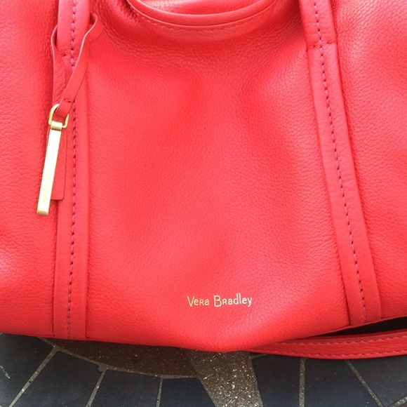 Leather Vera Bradly Red Satchel New With Tags